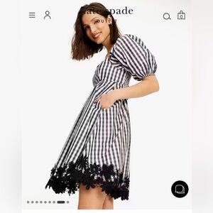 Kate Spade Spring Gingham Puff Sleeve Dress Size Large